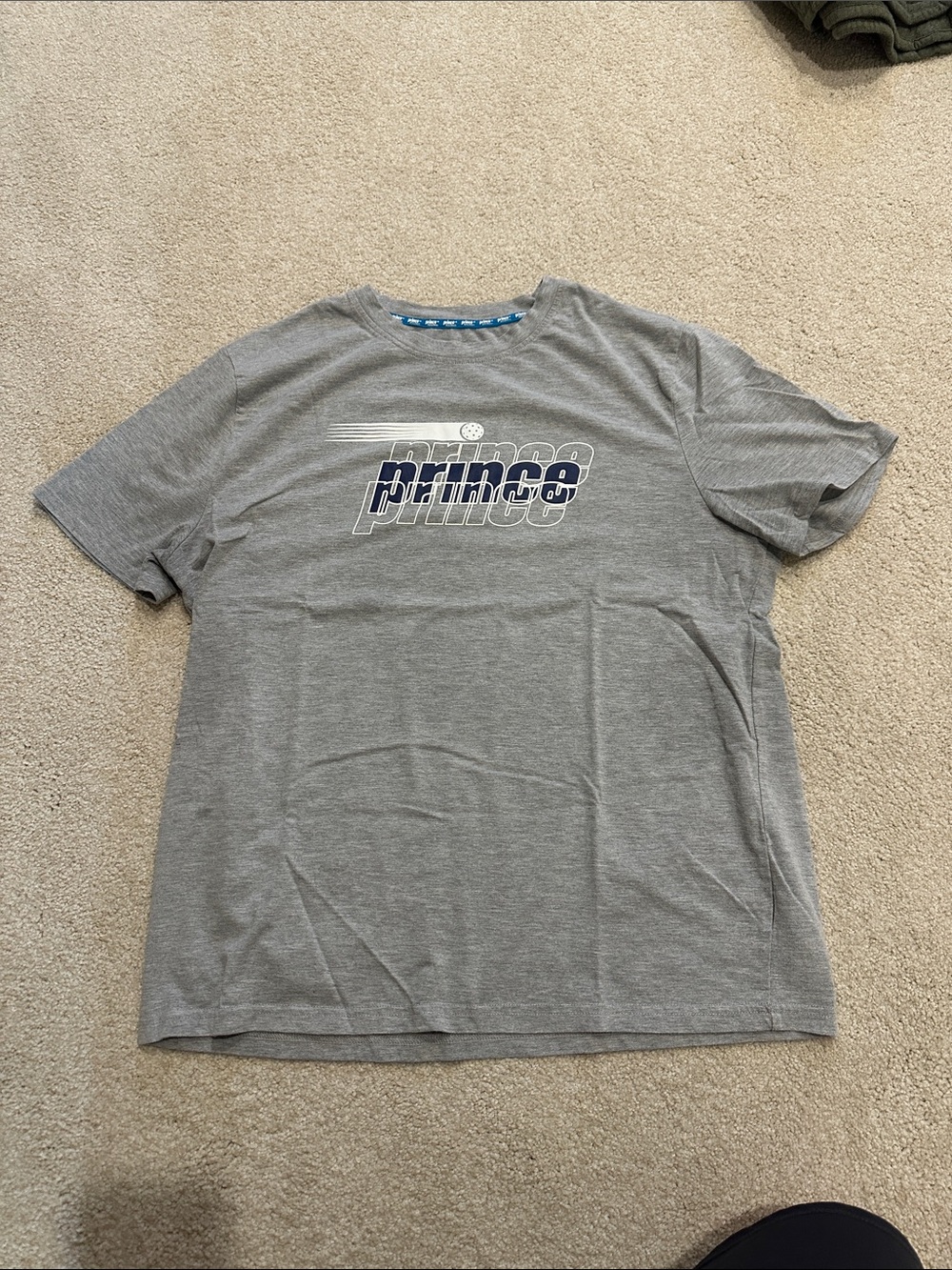 Prince Grey Short-Sleeve Logo Tee with Navy Accent